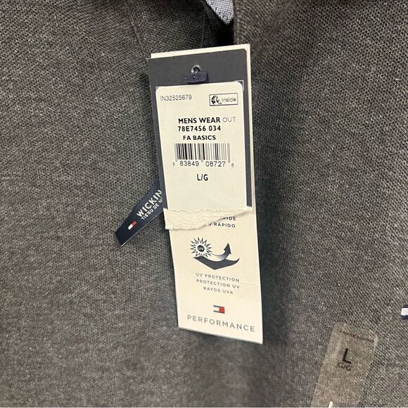 Tommy Hilfiger solid wicking grey polo Sz L - Picture 9 of 10